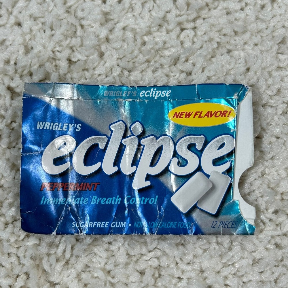 Vintage Wrigley Eclipse Gum Wrapper Blue 1997 Peppermint Collectible Ephemera